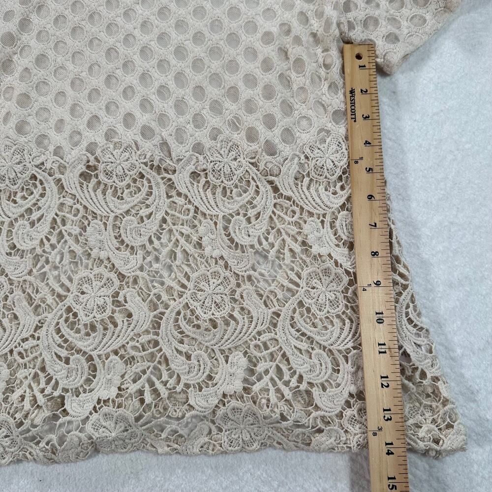 Sunday In Brooklyn Blouse Women Large Ivory Crochet Lace Sheer Top Anthropologie - Picture 7 of 7